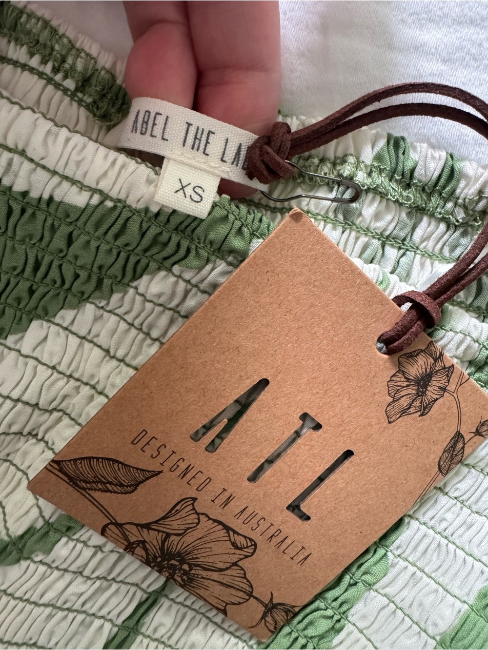 Anthropologie Abel the Label Matcha Green and Cream Floral Smocked Maxi Dress - Picture 6 of 9